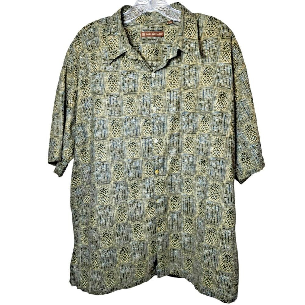 Tori Richard Hawaiian Shirt Mens L Pineapple Cotton Coastal Resortwear Vacation - Picture 7 of 9